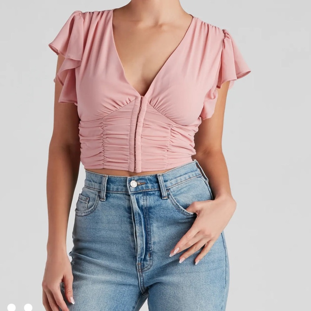 Windsor Corset Style Ruffle Sleeve Top